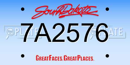 7A2576 South Dakota License Plate