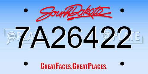 7A26422 South Dakota License Plate