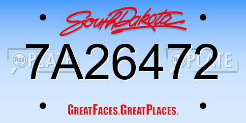 7A26472 South Dakota License Plate