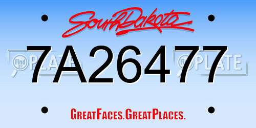 7A26477 South Dakota License Plate