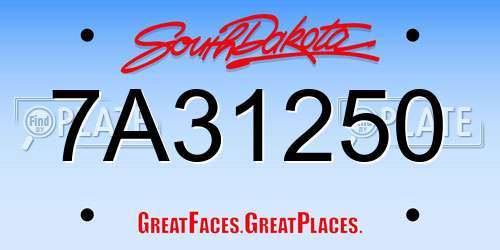 7A31250 South Dakota License Plate