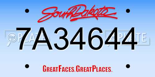 7A34644 South Dakota License Plate