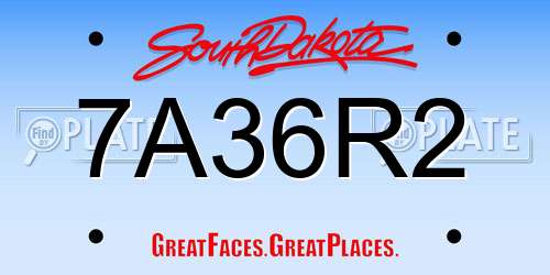 7A36R2 South Dakota License Plate