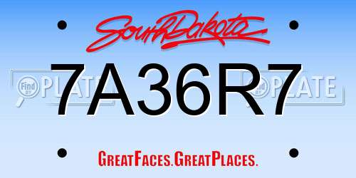 7A36R7 South Dakota License Plate