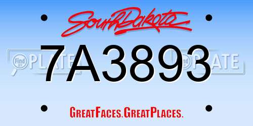7A3893 South Dakota License Plate