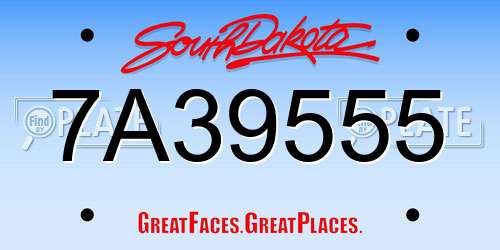 7A39555 South Dakota License Plate
