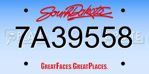 7A39558 South Dakota License Plate