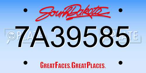 7A39585 South Dakota License Plate