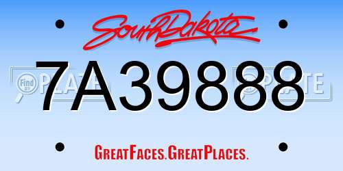 7A39888 South Dakota License Plate