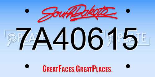 7A40615 South Dakota License Plate