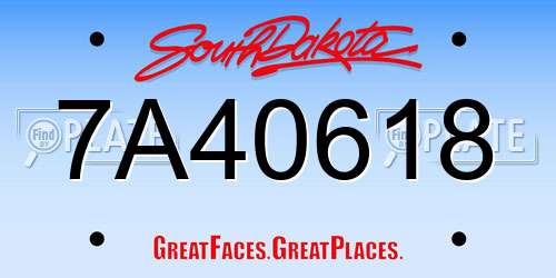 7A40618 South Dakota License Plate