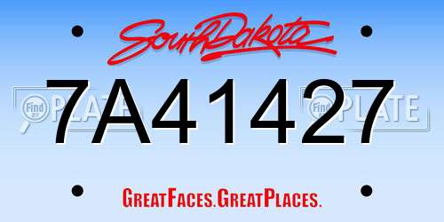 7A41427 South Dakota License Plate