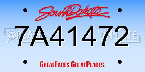 7A41472 South Dakota License Plate