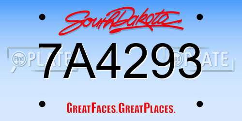 7A4293 South Dakota License Plate