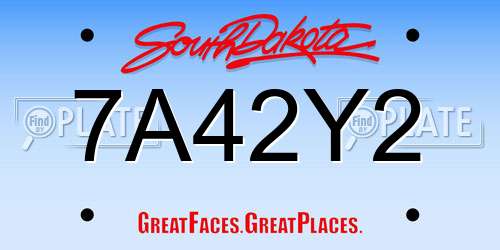 7A42Y2 South Dakota License Plate