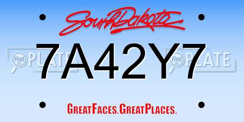 7A42Y7 South Dakota License Plate