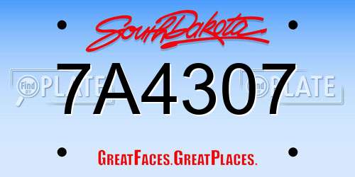 7A4307 South Dakota License Plate