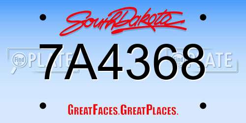 7A4368 South Dakota License Plate