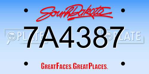 7A4387 South Dakota License Plate