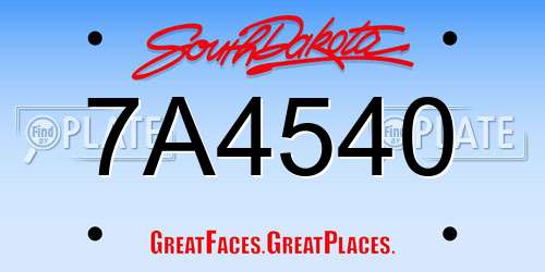 7A4540 South Dakota License Plate