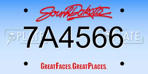 7A4566 South Dakota License Plate