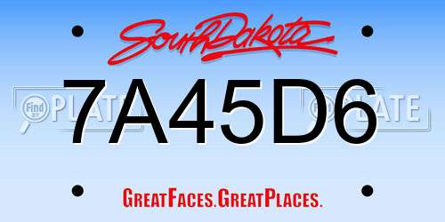 7A45D6 South Dakota License Plate