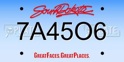 7A45O6 South Dakota License Plate