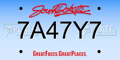 7A47Y7 South Dakota License Plate