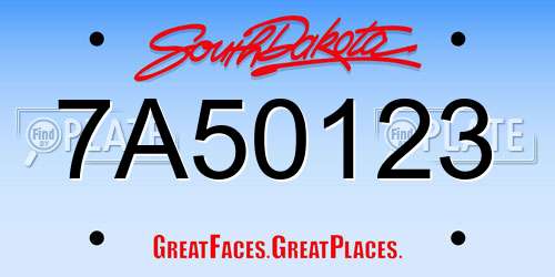 7A50123 South Dakota License Plate