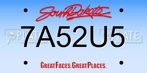 7A52U5 South Dakota License Plate