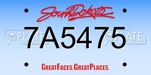 7A5475 South Dakota License Plate