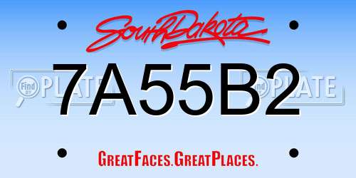 7A55B2 South Dakota License Plate