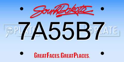 7A55B7 South Dakota License Plate
