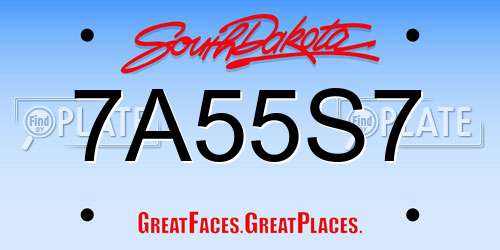 7A55S7 South Dakota License Plate