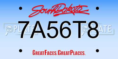 7A56T8 South Dakota License Plate