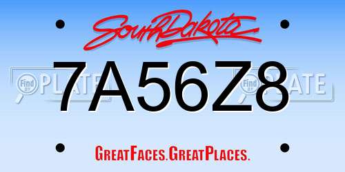 7A56Z8 South Dakota License Plate