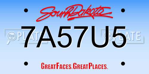 7A57U5 South Dakota License Plate