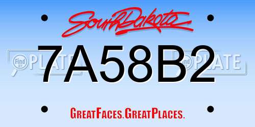 7A58B2 South Dakota License Plate
