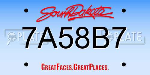 7A58B7 South Dakota License Plate