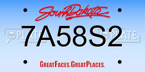 7A58S2 South Dakota License Plate