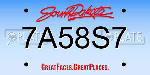 7A58S7 South Dakota License Plate