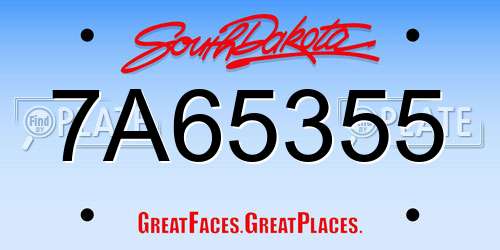 7A65355 South Dakota License Plate