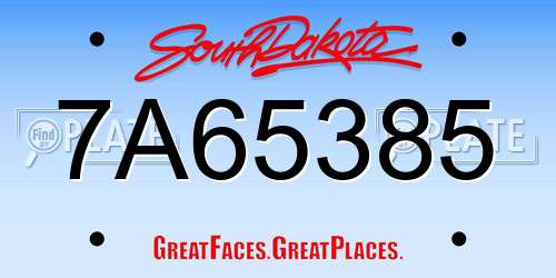 7A65385 South Dakota License Plate
