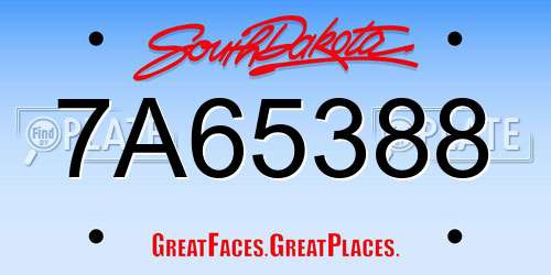 7A65388 South Dakota License Plate