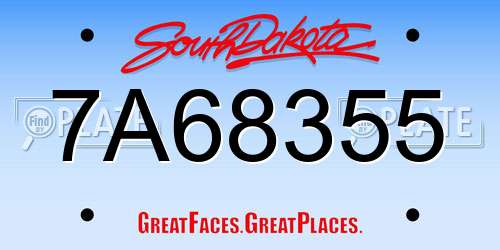 7A68355 South Dakota License Plate