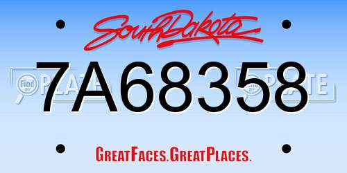 7A68358 South Dakota License Plate