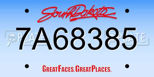 7A68385 South Dakota License Plate