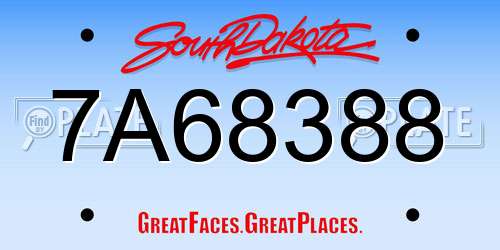 7A68388 South Dakota License Plate