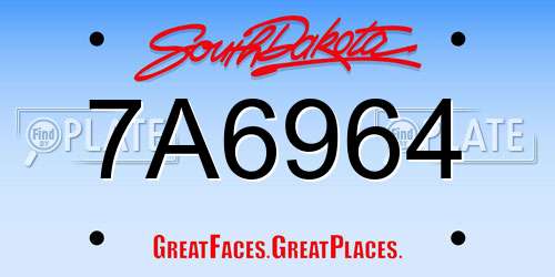 7A6964 South Dakota License Plate