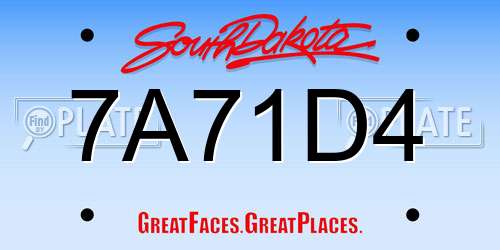7A71D4 South Dakota License Plate
